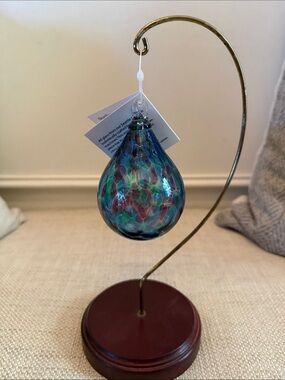 NWT Glass Eye Studio Handblown Glass Ornament - Blue Green